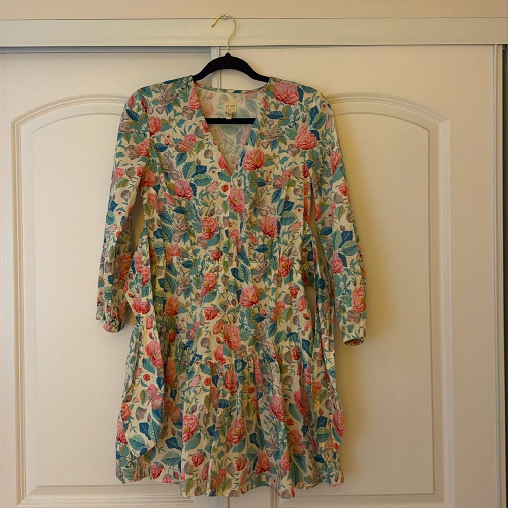 La Vie Rebecca Taylor Floral Tie Waist Mini Dress XS